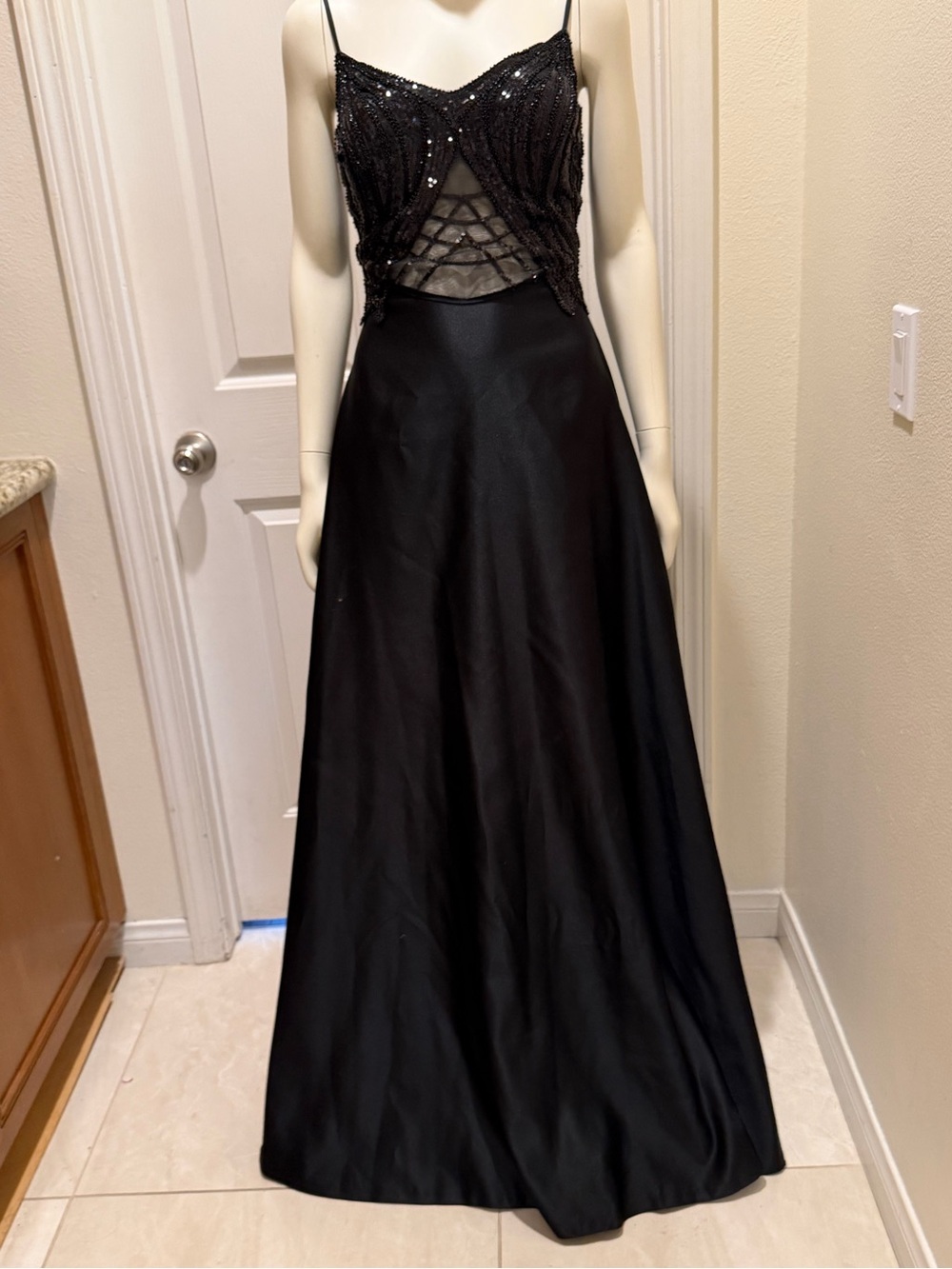 Elegant Black Beaded Evening Gown